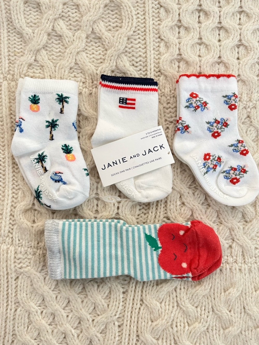 Janie and Jack 3-6 Mo. Infant Patterned Socks Lot of Four NWT Baby Accessory